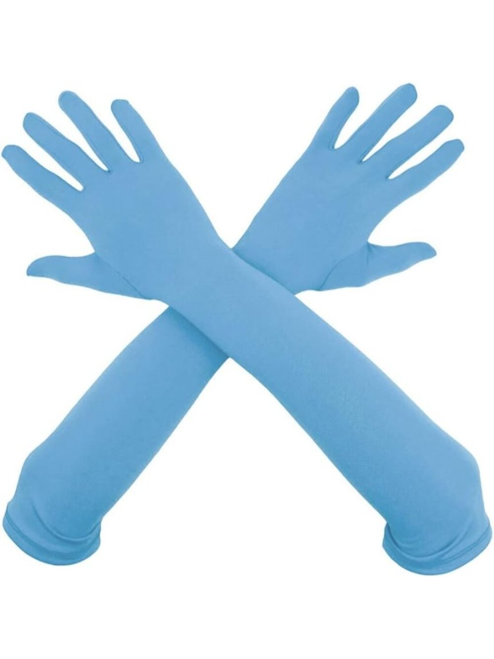 Women's Sky Blue 18" Elbow Length Stretchy Costume Bridesmaids Spandex Gloves